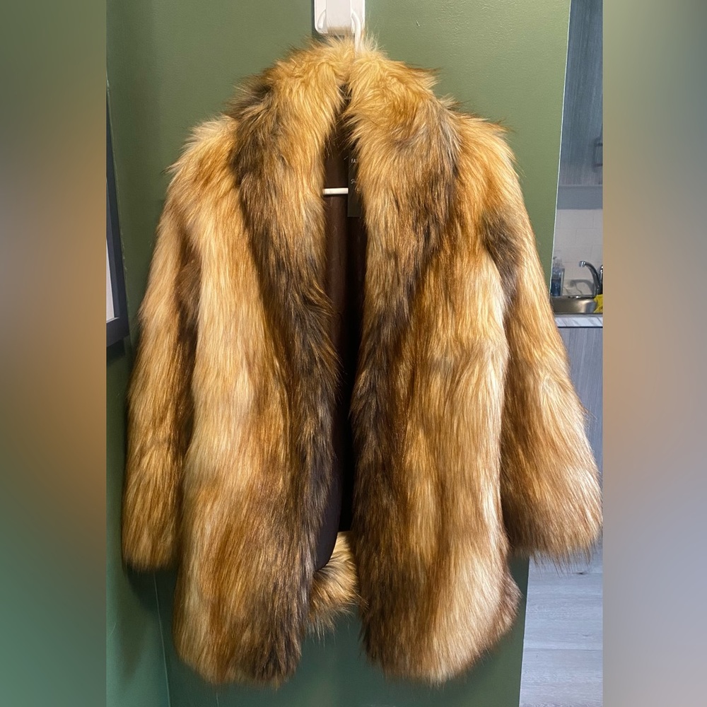 Red Fox FAUX FUR Shawl Collar Coat by Fabulous Furs